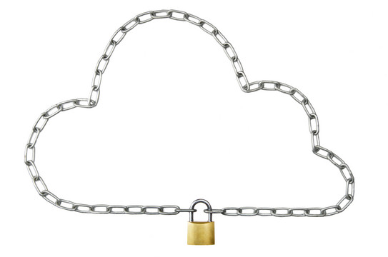 Chain in the shape of a cloud locked with a padlock