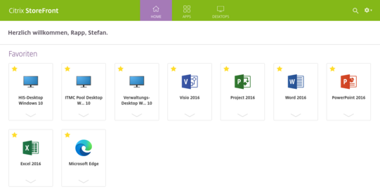 Citrix Oberfläche Screenshot der Citrix-Oberfläche