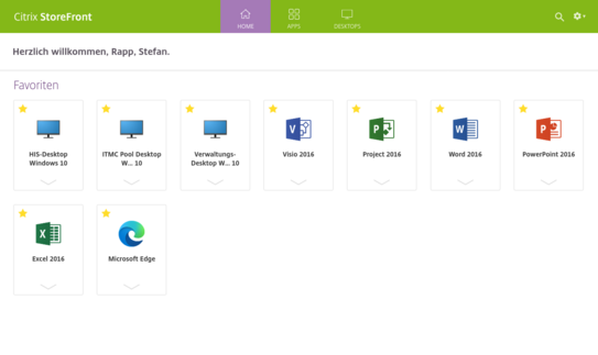 Citrix Oberfläche Screenshot der Citrix-Oberfläche