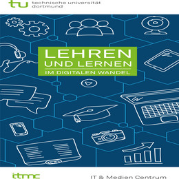 Blue cover page of the flyer teaching and learning