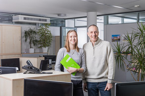 Two employees Two friendly looking employees in an office