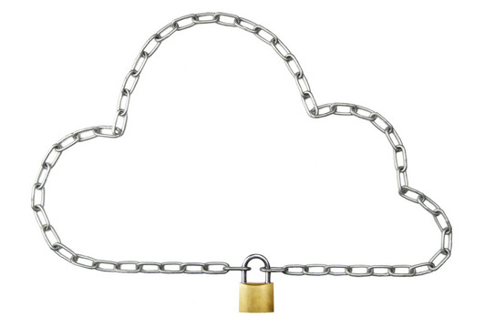 verschlossene Wolke Kette in Form einer Wolke mit Vorhängeschloss verbunden